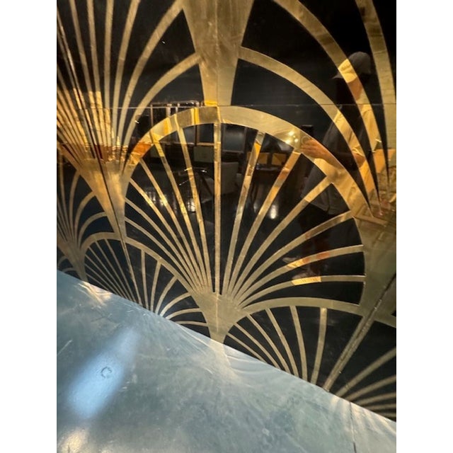 Mid 20th Century Set of Italian Black Lacquer and Brass Panels For Sale - Image 5 of 5