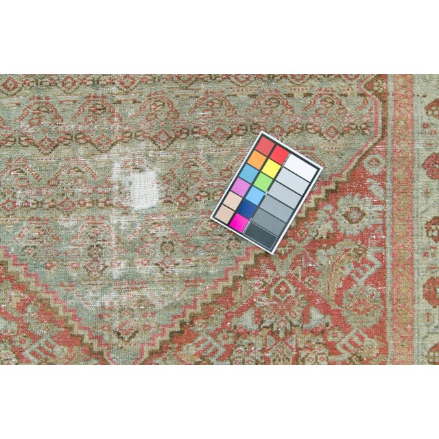 Textile 1900s Antique Tan Sage Salmon Sarab Hand-Knotted Rug - 6’ X 10’11" For Sale - Image 7 of 10