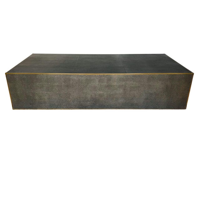This coffee table is a 1970s interpretation of French Art Deco design by Restoration Hardware. Made of shagreen-embossed...
