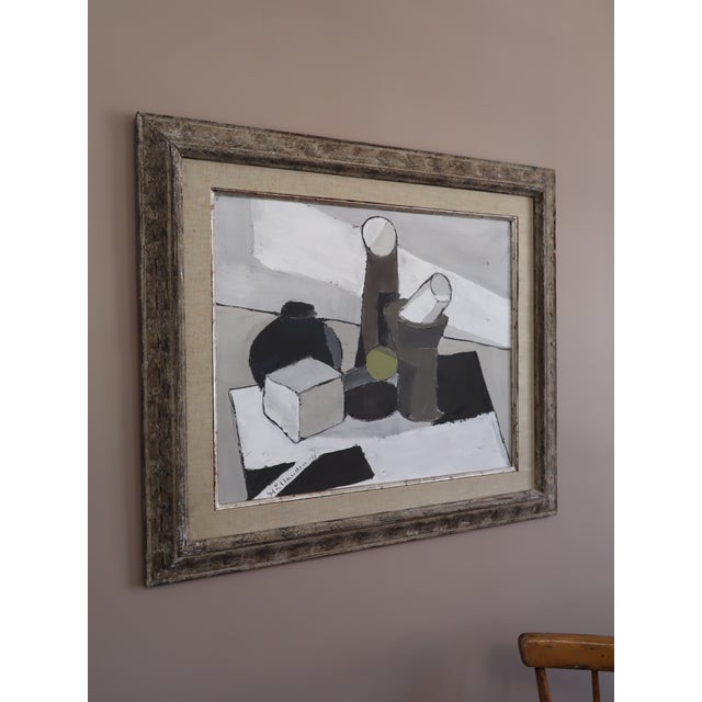 1966 Mid-Century Modern "The Green Ball" Vintage Still Life Oil Painting by Swedish Artist Gunnar Hållander (1915-1980), Framed For Sale - Image 4 of 13