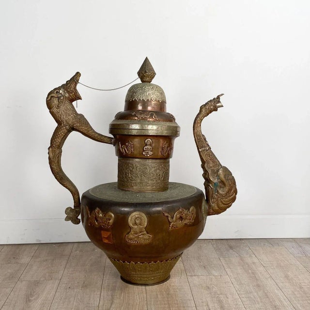 Metal Circa 1970 Enormous Mongolian Tea Pot, a Gift to a Diplomat For Sale - Image 7 of 11