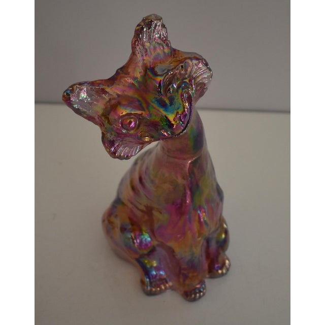 Fenton Winking Alley Cat Pink Carnival Glass Figurine Chairish