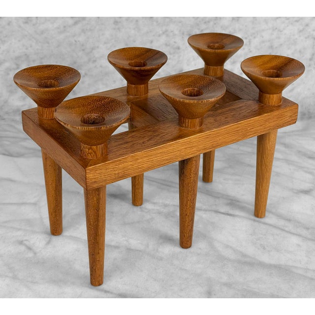 Mid-Century Modern Mid-Century Danish Teak Sculptural Candelabra Candlestick Holder For Sale - Image 3 of 9