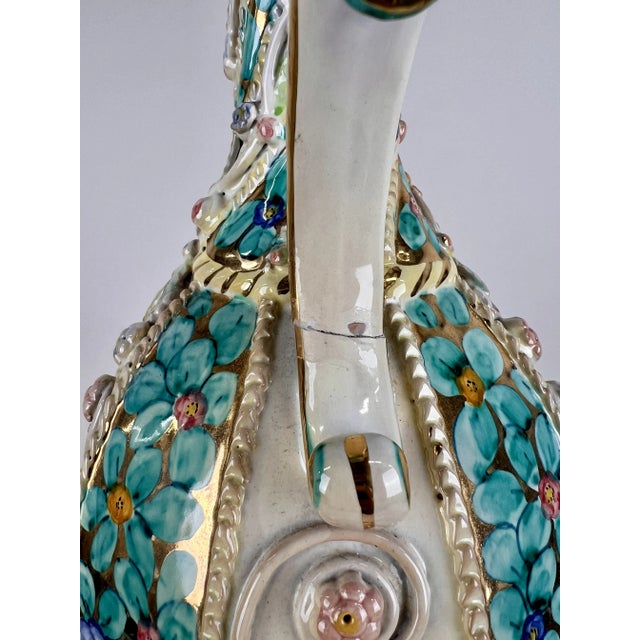Italian Capodimonte Style Hand Painted Porcelain Lamp With Custom Shade For Sale - Image 11 of 12