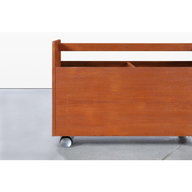 Wood 1960s Norwegian Modern Teak Record or Magazine Cart by Rolf Hesland For Sale - Image 7 of 12