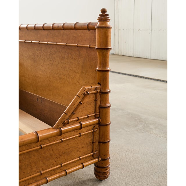 19th Century English Aesthetic Movement Faux Bamboo Maple Bed For Sale - Image 10 of 18