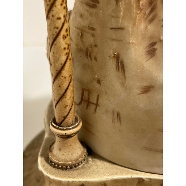 Antique C.1920s j.b. Hirsch Figural Porcelain Lady Lamp Wood Chalkware Base 39.5 For Sale In Los Angeles - Image 6 of 12