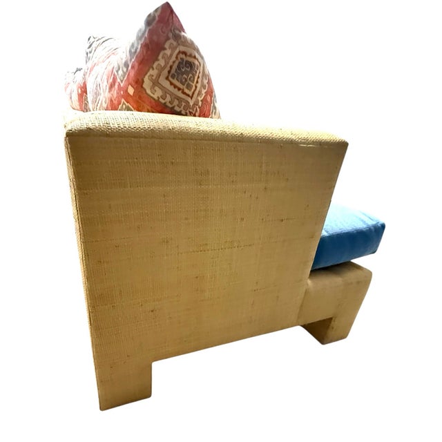 Textile Vintage Billy Baldwin Style Parsons Raffia Sofa For Sale - Image 7 of 8