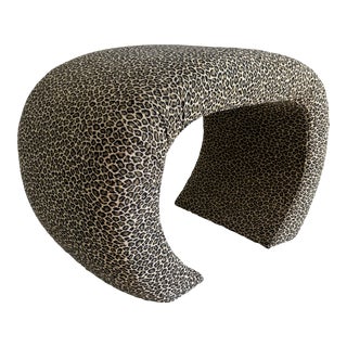 Newly Upholstered Petite Animal Print Vintage Stool Waterfall Bench For Sale