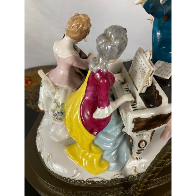 Rococo Vintage Musical Continental Porcelain Figurine Group Lamp Dresden Style For Sale - Image 3 of 17