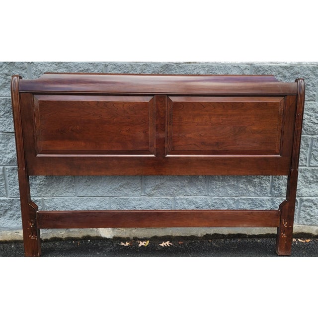Wood Stickley Solid Dark Cherry Panels Full Size Headboard For Sale - Image 7 of 8