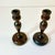 Early 20th Century Early 20th C. Antique Federal Farmhouse Americana Hand Turned Walnut Candle Holders - A Pair For Sale - Image 5 of 11