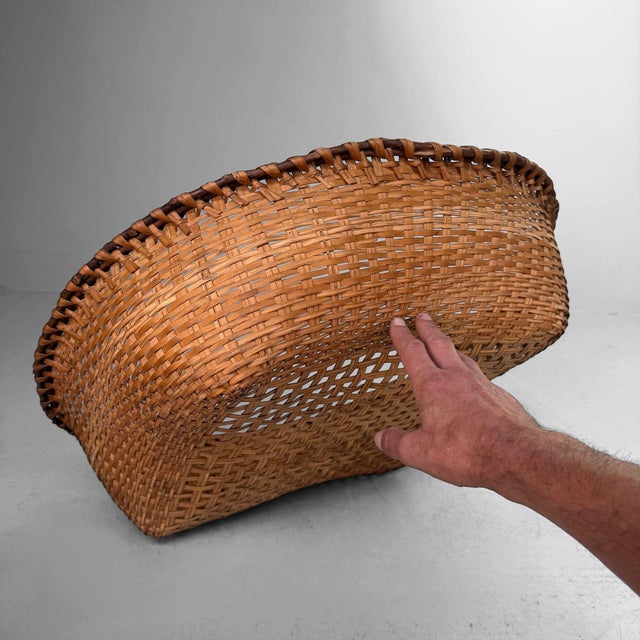 Wood Vintage Japanese Bamboo Basket, 1970s For Sale - Image 7 of 12