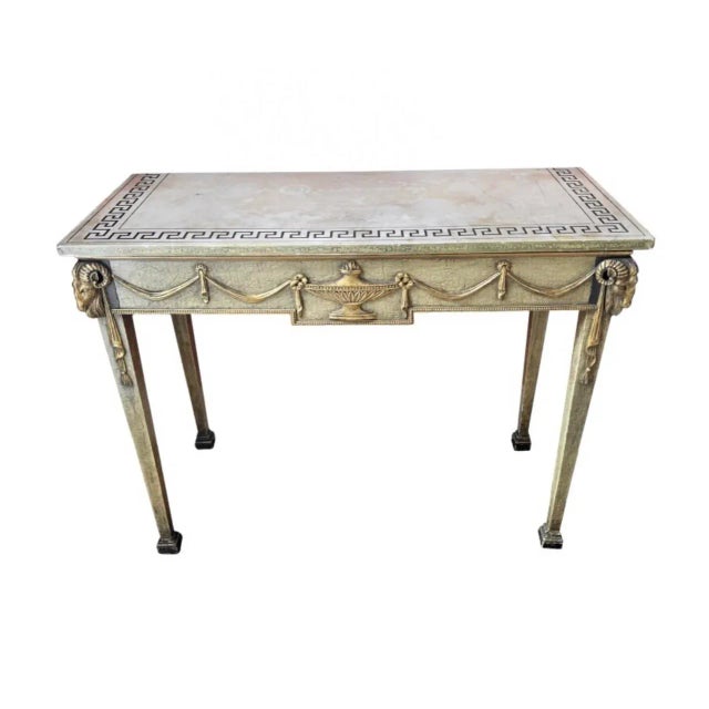 Late 18th Century Pair of Italian Neoclassical Carved Wood Console Tables With Swag Anf Urn Motif For Sale - Image 5 of 8