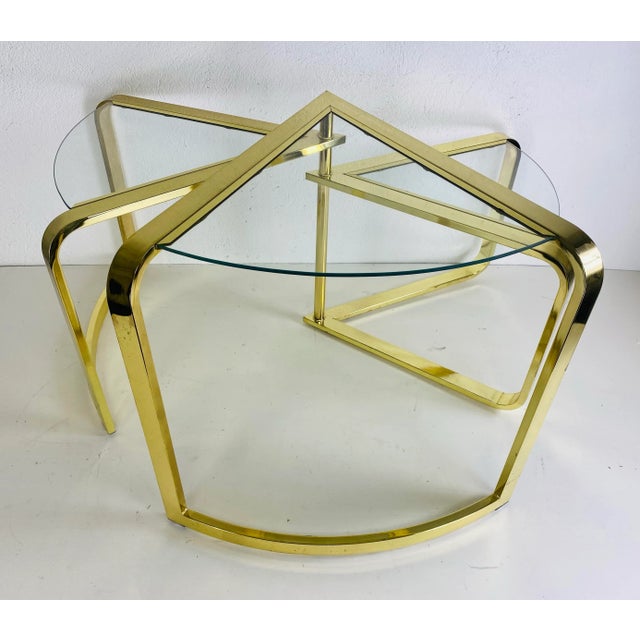 1970s Design Institute of America Brass Modernist Nesting Tables For Sale - Image 5 of 12