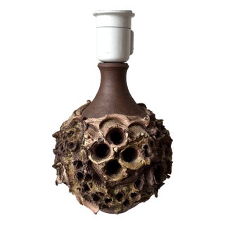 Vintage Brutalist Danish Stoneware Table Lamp by Bodil Marie Nielsen, 1970s For Sale