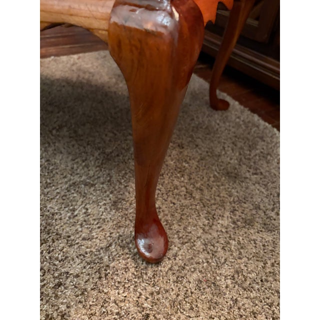 1960s Refinished Queen Anne Style Side Table Featuring Painted Black Drawers and Gold Hardware. For Sale - Image 11 of 12