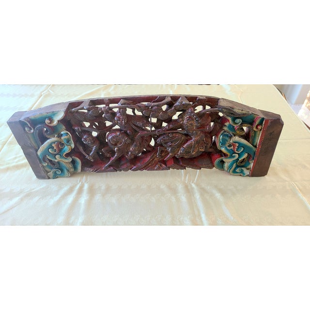 This is a genuine Late Qing Dynasty (c. 1840–1912) architectural roof beam salvaged from a grand Chinese home. It is...