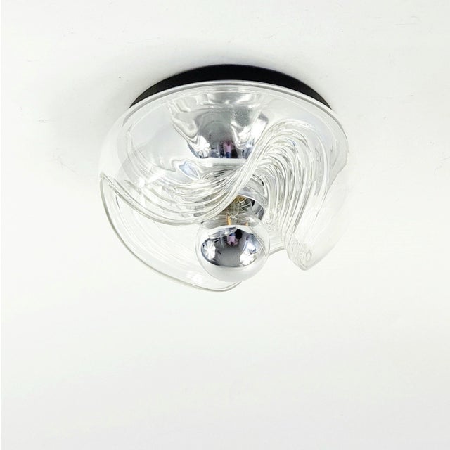 Mid-Century Modern Glass Wave/Futura Wall Lamps by Koch & Lowy for Peill & Putzler, Germany, 1970s, Set of 2 For Sale - Image 3 of 12