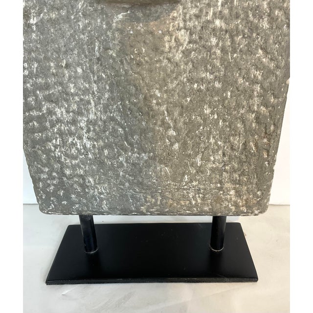 Mid-Century Modern Currey & Company Mid-Century Modern Style Large Concrete Mask on Stand Prototype For Sale - Image 3 of 4
