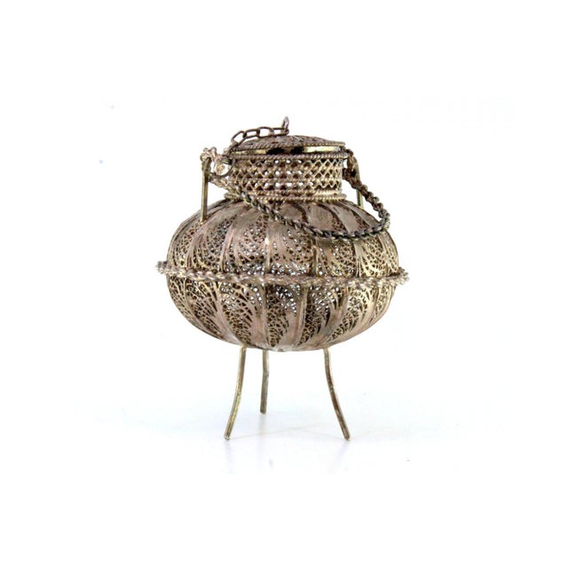 Filigree Silver Pot with Reliefs, Applications and Feet For Sale - Image 4 of 7
