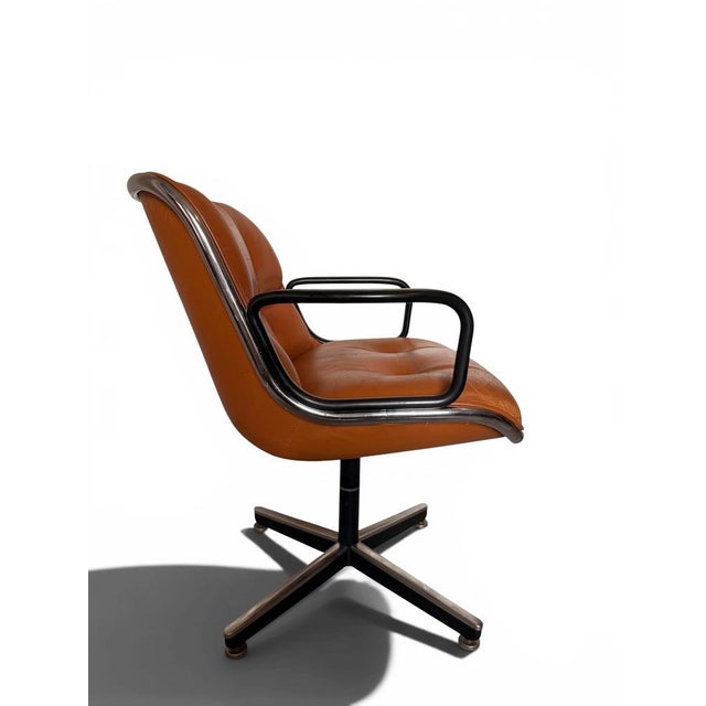 Vintage Camel Leather Executive Chair attributed to Charles Pollock for Knoll, 1970s For Sale - Image 4 of 10