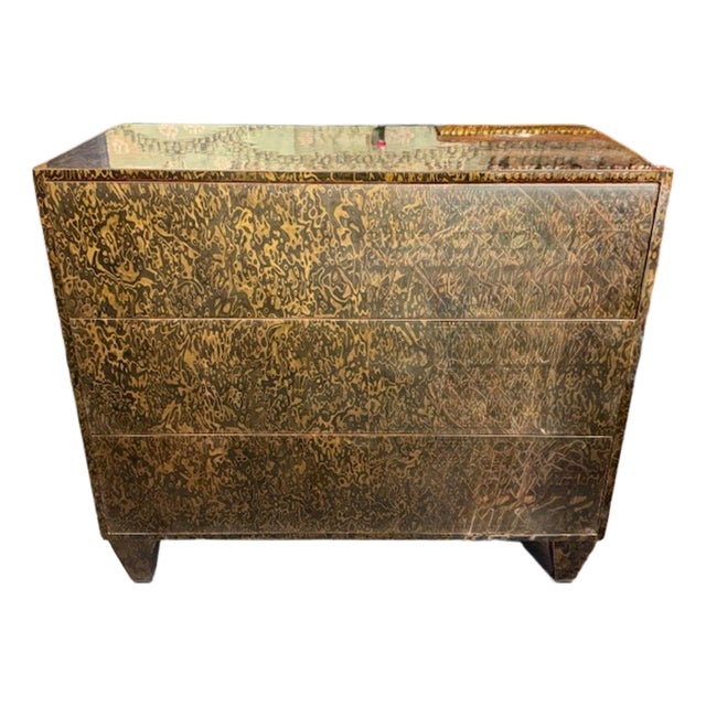 Modern Art Deco Style Commode With Mottled Tortoise Finish For Sale