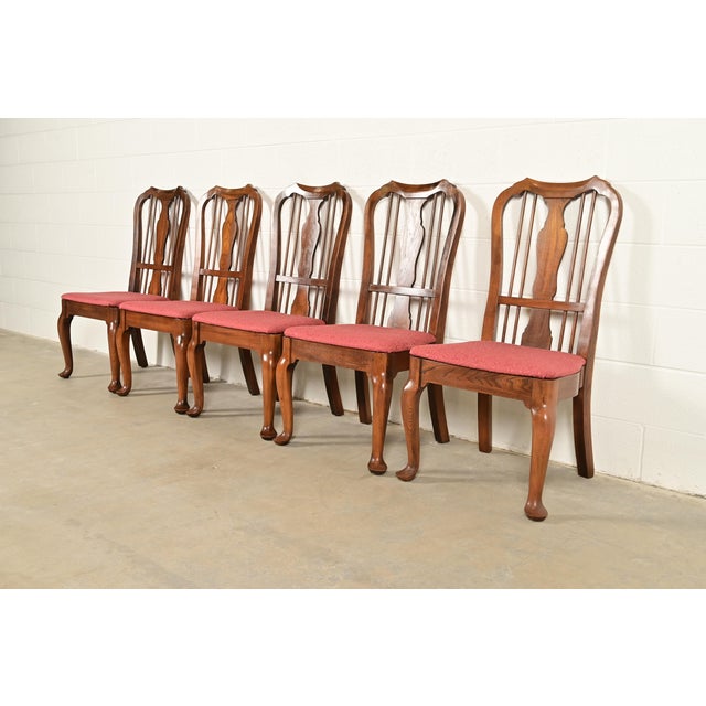 Baker Furniture Company Baker Furniture Style Queen Anne Solid Walnut Dining Chairs, Set of Five For Sale - Image 4 of 13