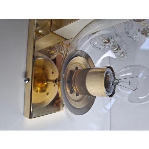 Mid-Century Czech Brass and Glass Wall Sconce attributed to Kamenický Šenov, 1970s For Sale - Image 4 of 18