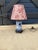 French Vintage Blue&White Lamp With Custom Shade For Sale - Image 3 of 9
