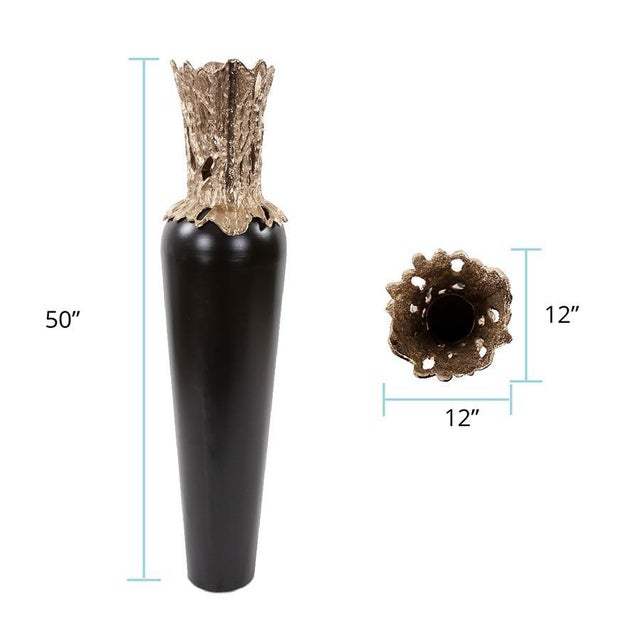 Metal Black Zetian Vase- Tall For Sale - Image 7 of 8