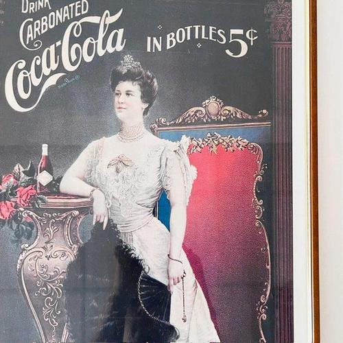 Glass Vintage Coca-Cola Poster from Lillian Nordica, 1970s For Sale - Image 7 of 10