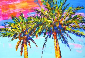 "Palm Trees 6." Original Contemporary Painting by Iryna Kastsova