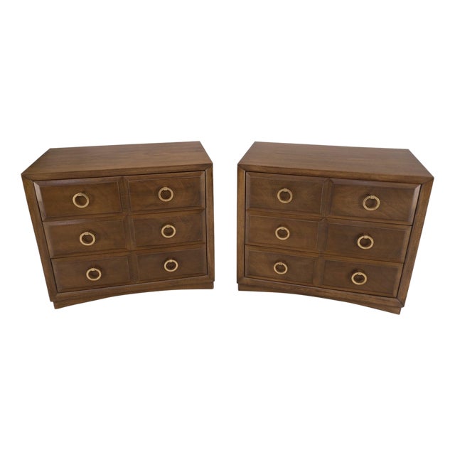 Pair of Gibbings Widdicomb Solid Brass Ring Drop Pulls Bachelor Chests Dressers For Sale