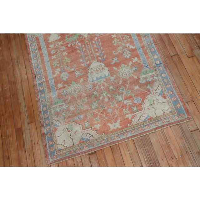 Antique Zabihi Collection Turkish Oushak Prayer Rug - 3'8" x 4'11" For Sale - Image 9 of 11