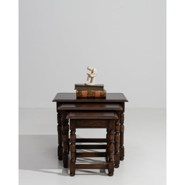 Brown 1970s Set Of Three Nesting Tables For Sale - Image 8 of 13