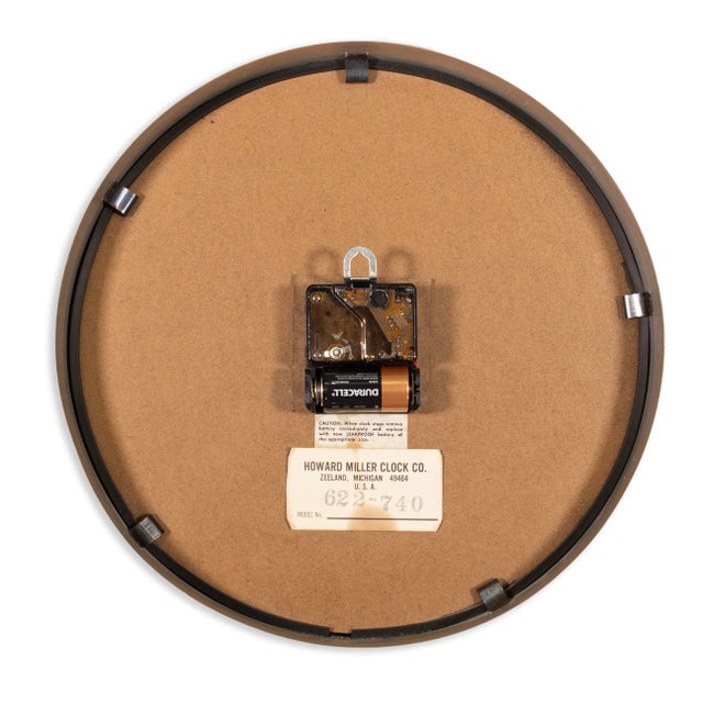 Contemporary Vintage 1970s Howard Miller Modern Minimalist Black and Silver Wall Clock For Sale - Image 3 of 7