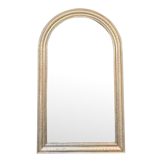 French Arch Top Silver Louis Philippe Mirrors With Geometric Pattern For Sale