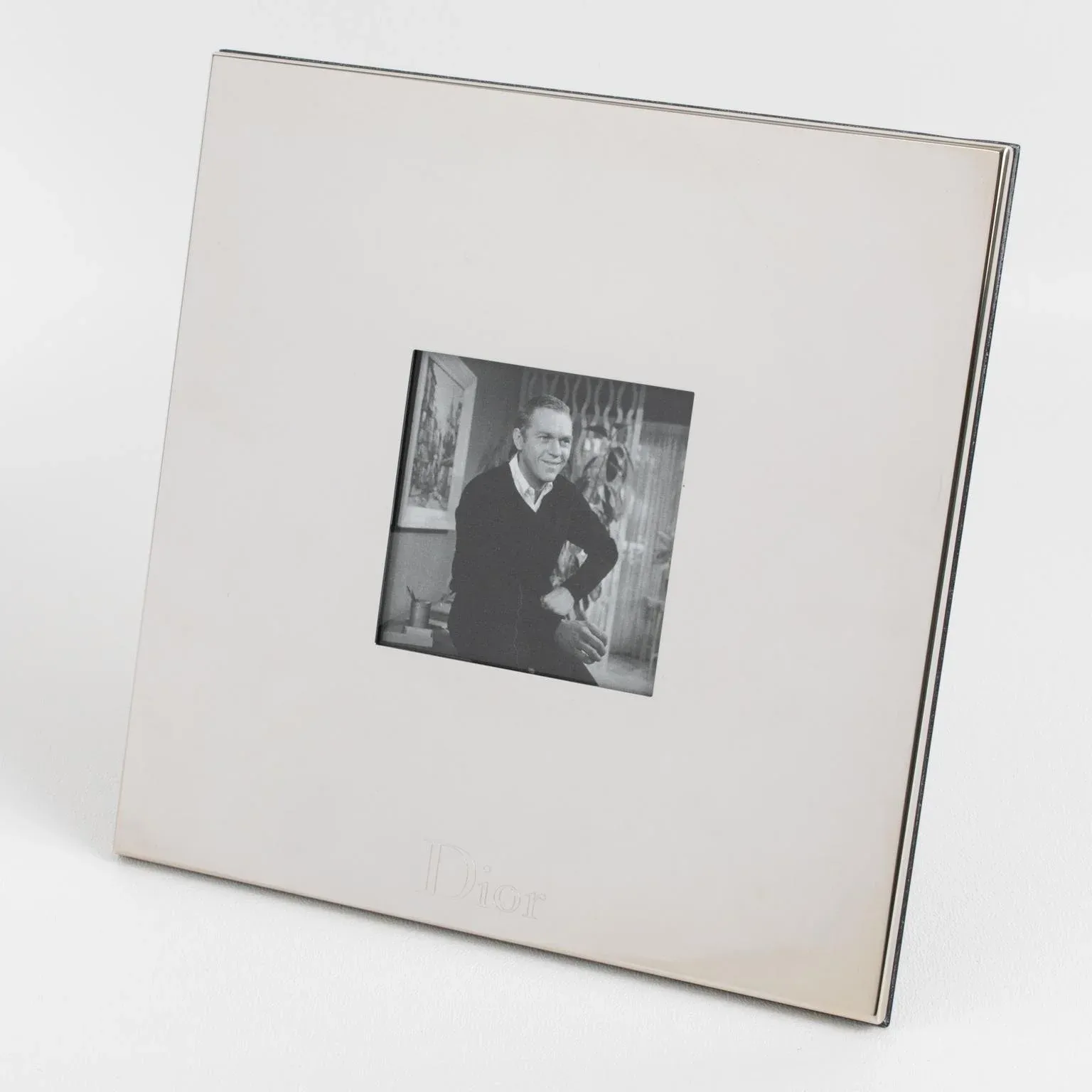 Christian Dior Home Silver Plate Engraved Logo Picture Frame in