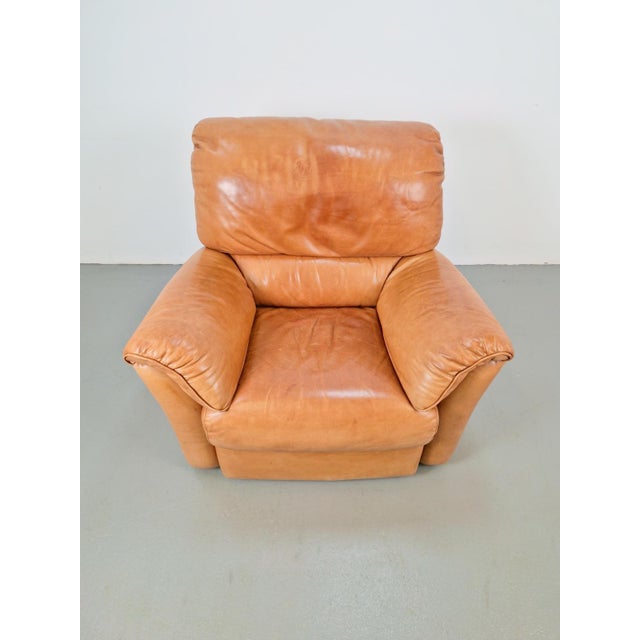 Calf Leather Lounge Chair from Natuzzi, Italy, 1990s For Sale - Image 11 of 15