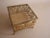 Charming vintage Hollywood Regency glass casket box. Classic square shape atop floret-base. Mole skin velvet lines...