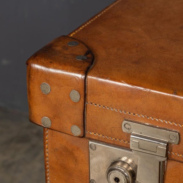 English Leather Trunk on Metal Stand, 1910s For Sale - Image 11 of 18