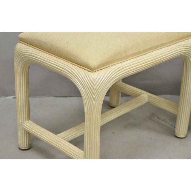 Vintage Hollywood Regency Rattan Pencil Reed Stools by American Drew - A Pair For Sale - Image 9 of 14
