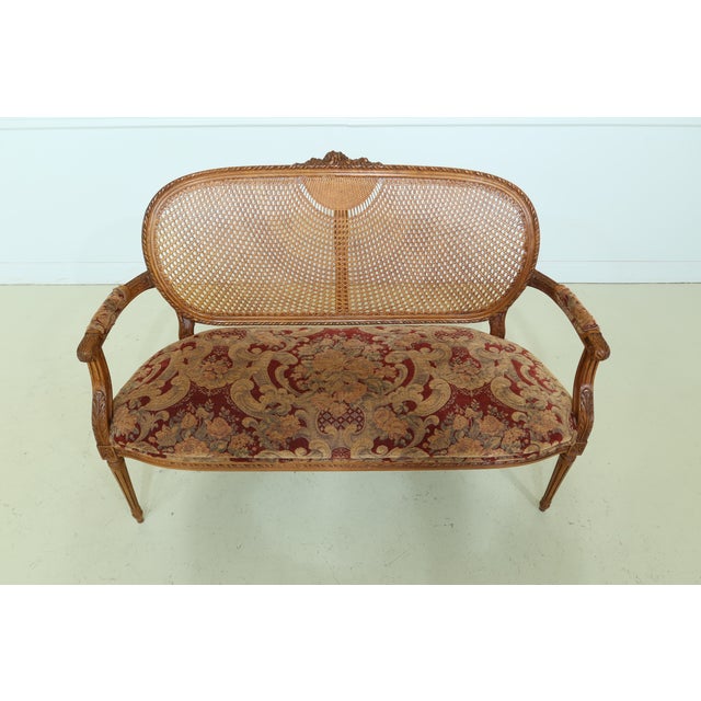 Fairfield Cane Back Upholstered Seat French Settee Chairish