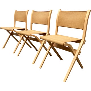 Vintage Italian Folding Chairs by Ilmari Tapiovaara for Olivo Italy, Set of 3 For Sale