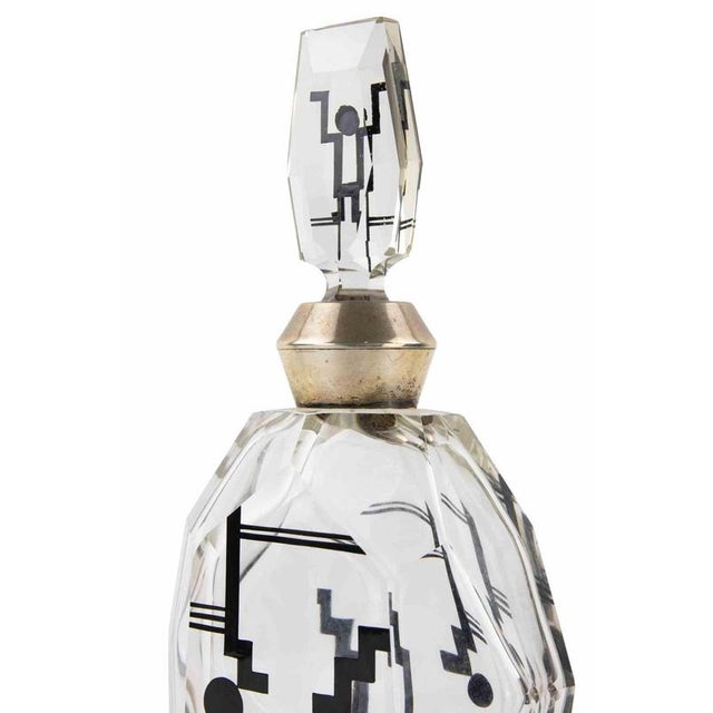 1930s Art Deco Bohemian Glass Bottle, Europe, 1930s For Sale - Image 5 of 6