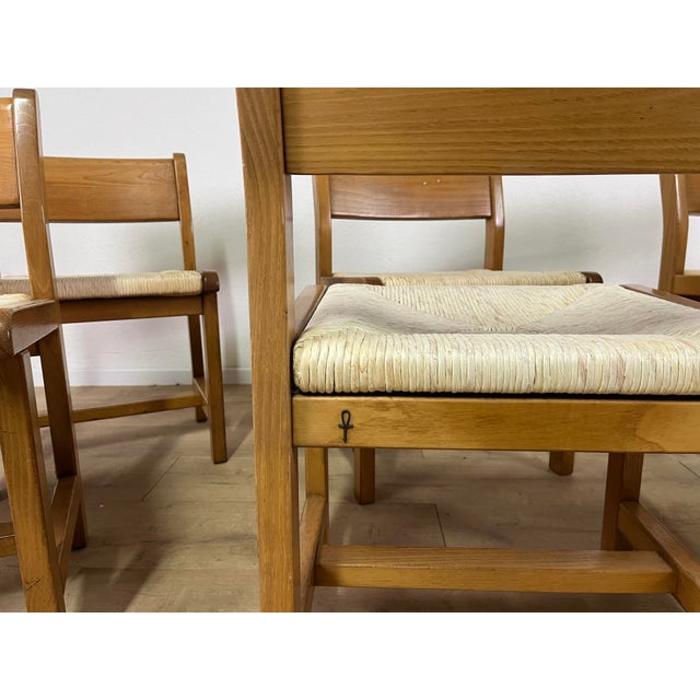 Vintage Wood and Straw Chairs from Tarpac, 1970s, Set of 6 For Sale - Image 6 of 9