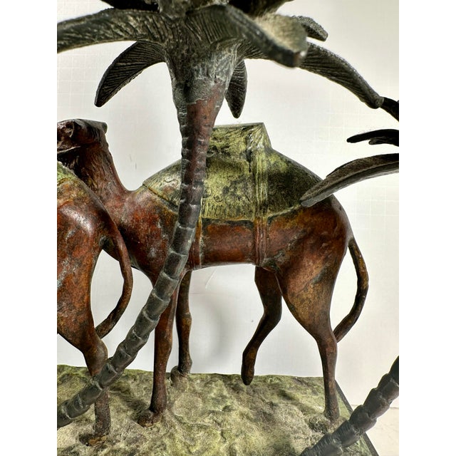 1980s Vintage Orientalist Cold-Painted Bronze Figural Sculpture Candleholder. For Sale - Image 5 of 12
