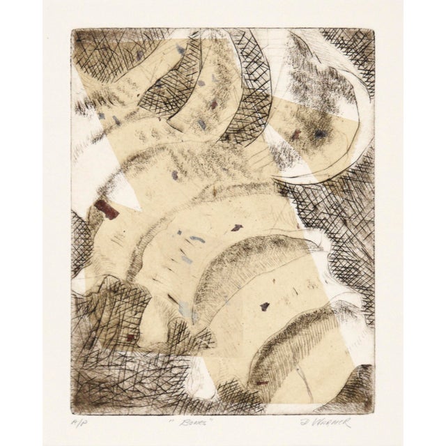 "Bones" - Abstracted Etching in Ink on Paper (Artist's Proof) Abstracted print by Doris Ann Warner (American, 1925-2010)....