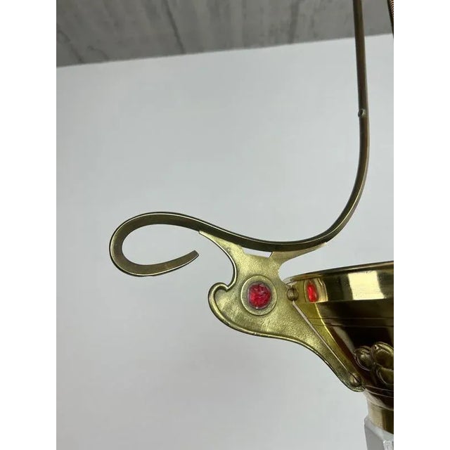 Brass Jugendstil Pendant with Red Crystals, 1890s For Sale - Image 4 of 10